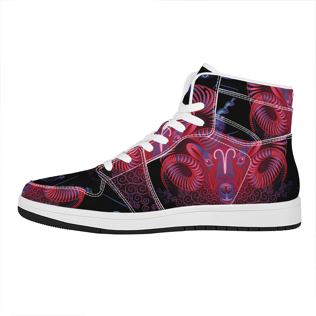 Aries And Astrological Signs Print High Top Leather Sneakers