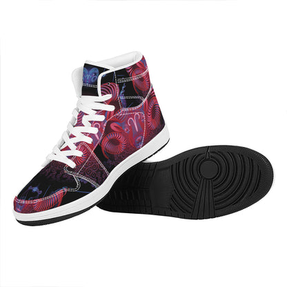Aries And Astrological Signs Print High Top Leather Sneakers