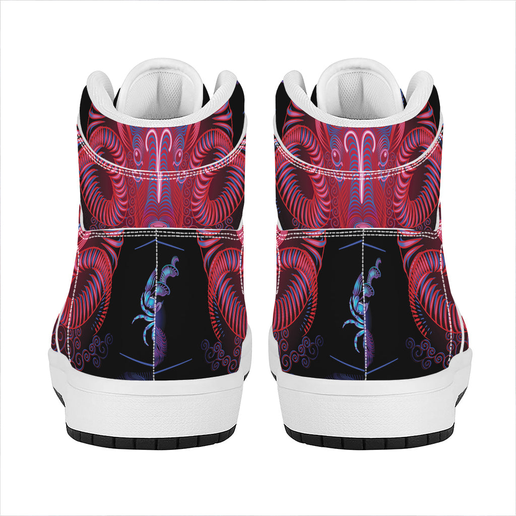 Aries And Astrological Signs Print High Top Leather Sneakers