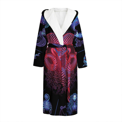 Aries And Astrological Signs Print Hooded Bathrobe