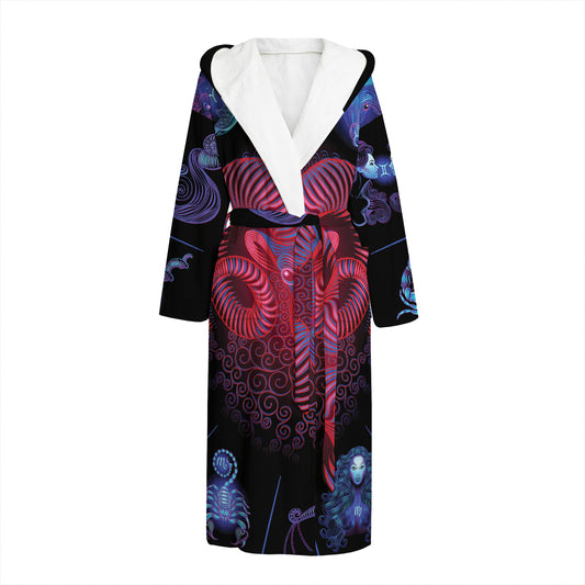 Aries And Astrological Signs Print Hooded Bathrobe