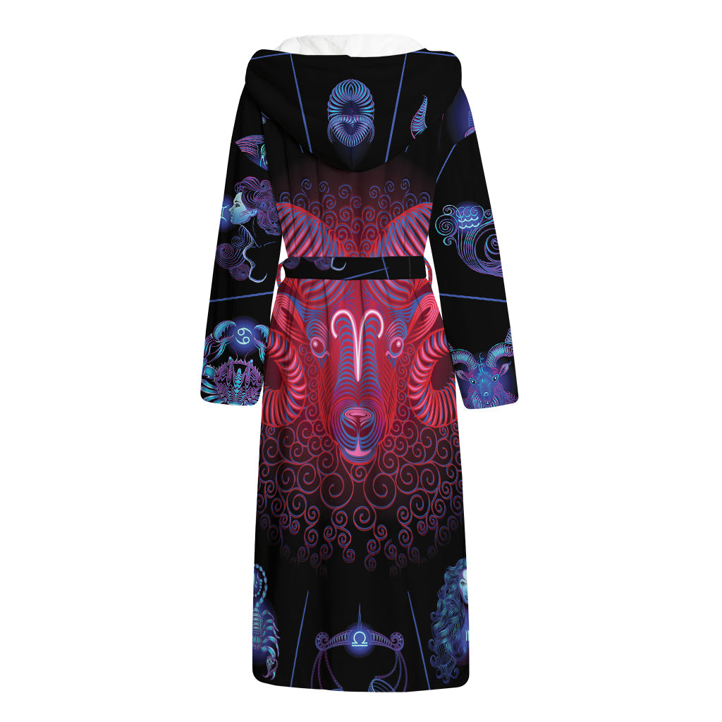 Aries And Astrological Signs Print Hooded Bathrobe