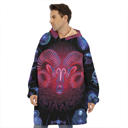 Aries And Astrological Signs Print Hoodie Blanket