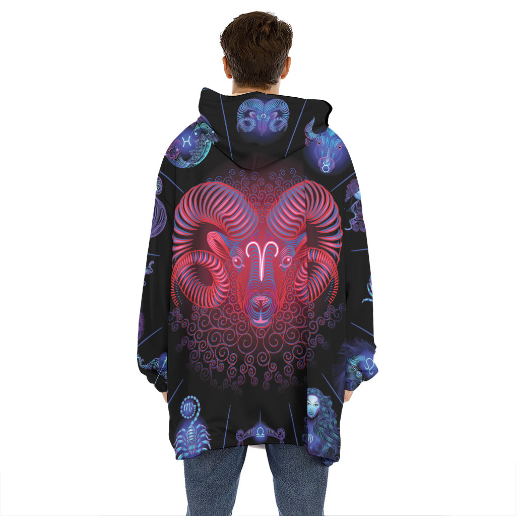 Aries And Astrological Signs Print Hoodie Blanket