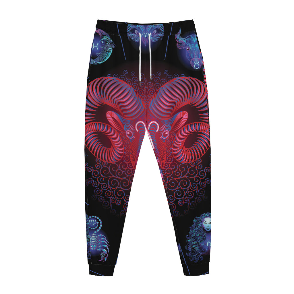 Aries And Astrological Signs Print Jogger Pants