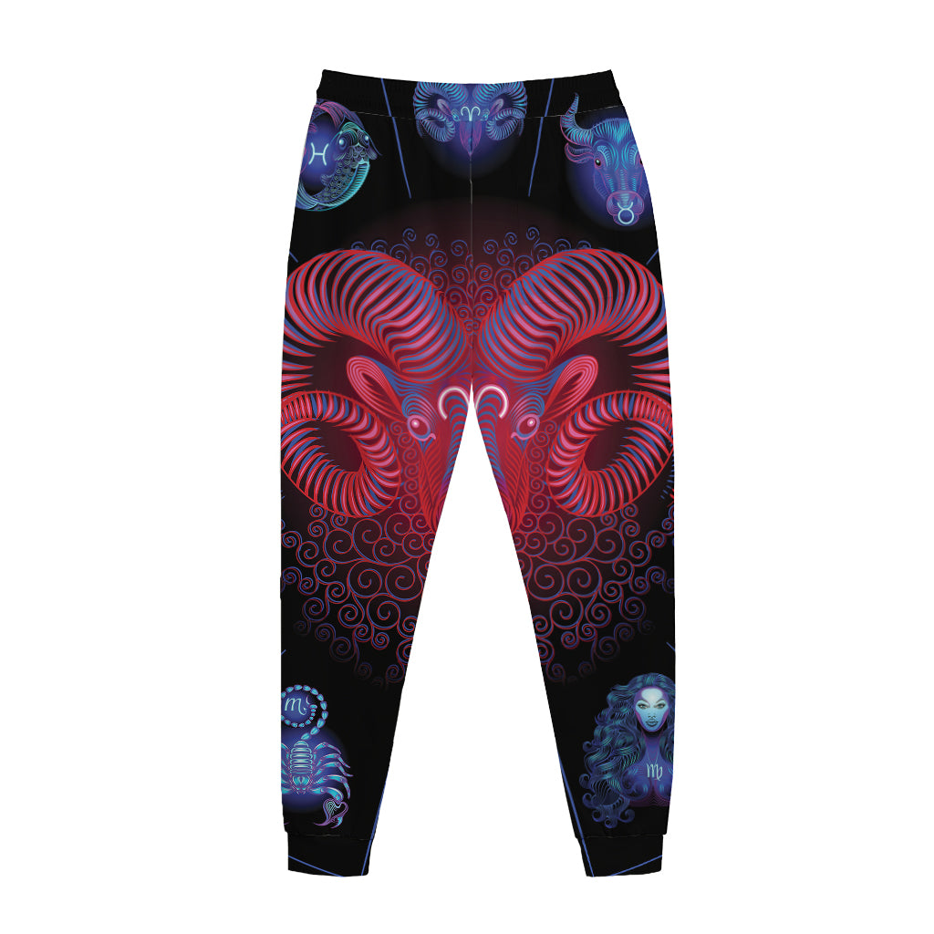 Aries And Astrological Signs Print Jogger Pants