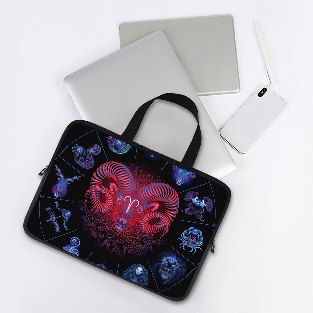 Aries And Astrological Signs Print Laptop Sleeve With Handle