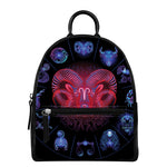 Aries And Astrological Signs Print Leather Backpack