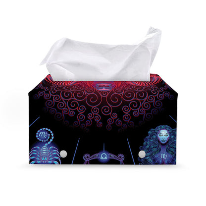 Aries And Astrological Signs Print Leather Tissue Box Cover