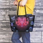 Aries And Astrological Signs Print Leather Tote Bag