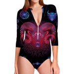 Aries And Astrological Signs Print Long Sleeve Swimsuit