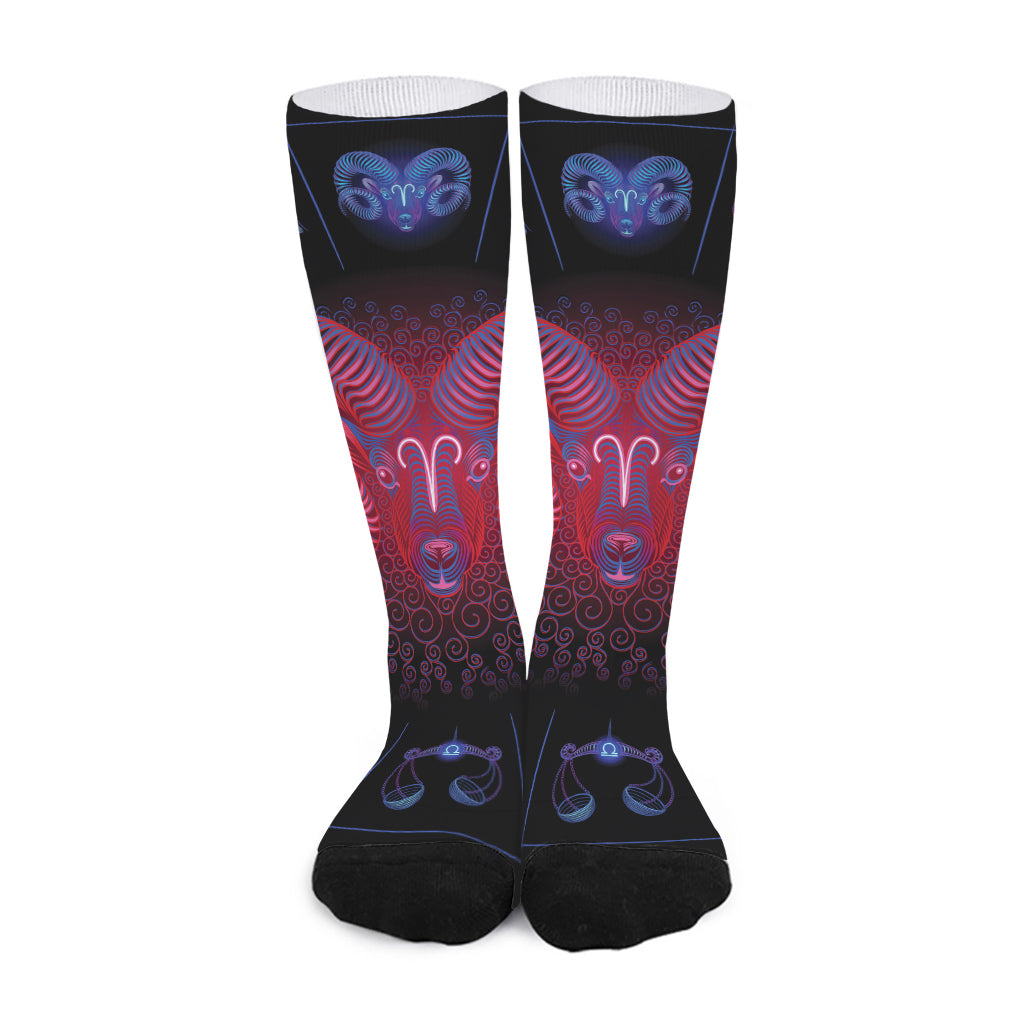 Aries And Astrological Signs Print Long Socks