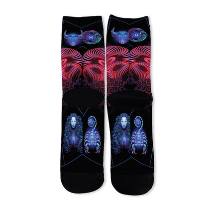 Aries And Astrological Signs Print Long Socks