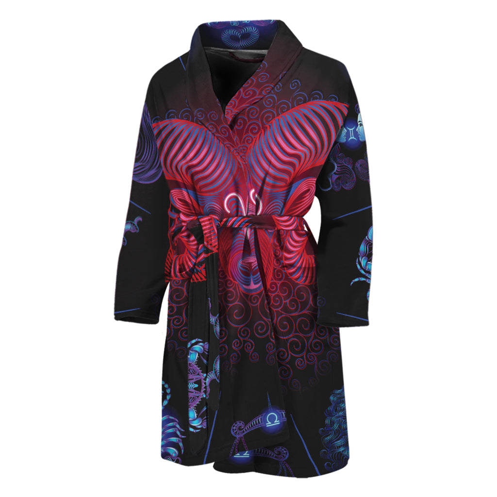 Aries And Astrological Signs Print Men's Bathrobe