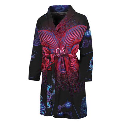 Aries And Astrological Signs Print Men's Bathrobe
