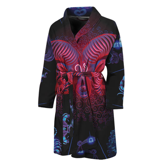 Aries And Astrological Signs Print Men's Bathrobe