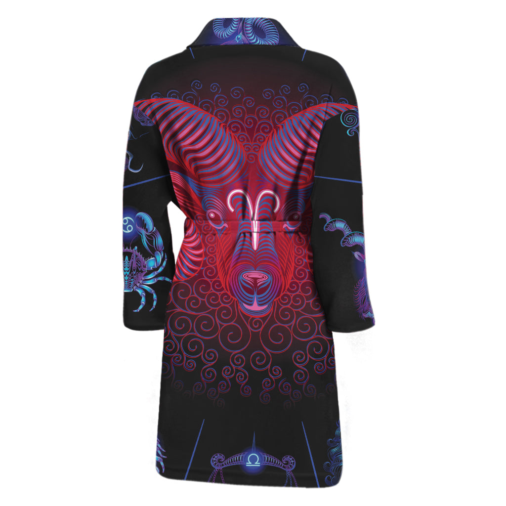 Aries And Astrological Signs Print Men's Bathrobe