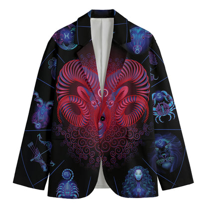 Aries And Astrological Signs Print Men's Blazer