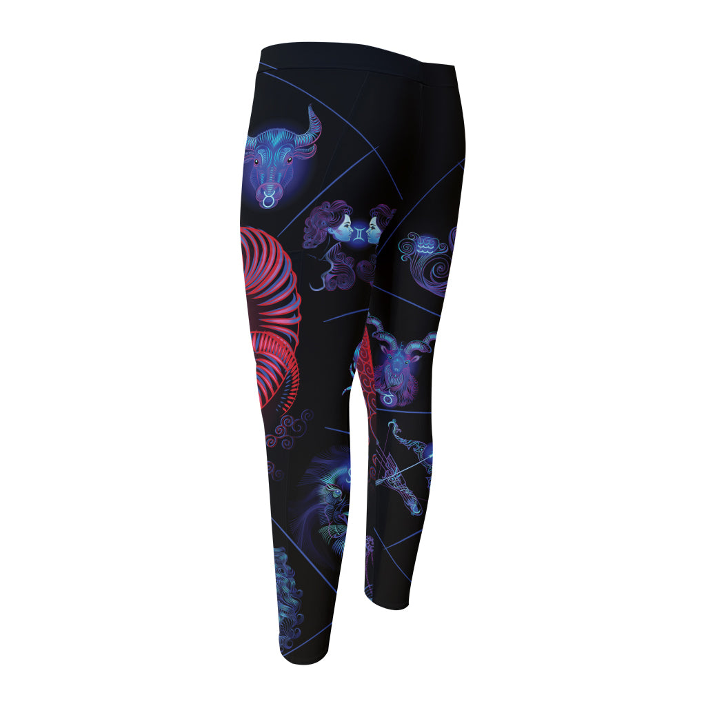 Aries And Astrological Signs Print Men's Compression Pants