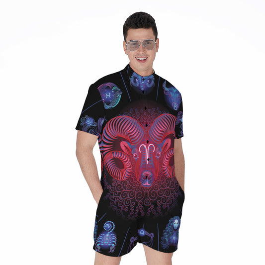 Aries And Astrological Signs Print Men's Rompers