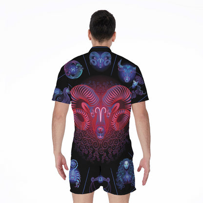 Aries And Astrological Signs Print Men's Rompers