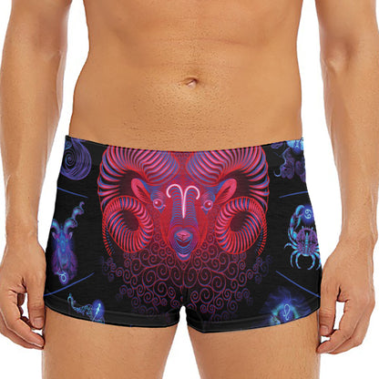 Aries And Astrological Signs Print Men's Short Boxer Briefs