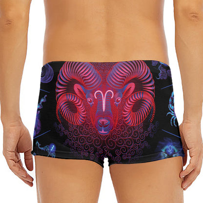 Aries And Astrological Signs Print Men's Short Boxer Briefs