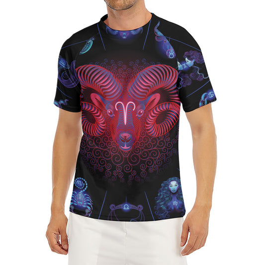 Aries And Astrological Signs Print Men's Short Sleeve Rash Guard