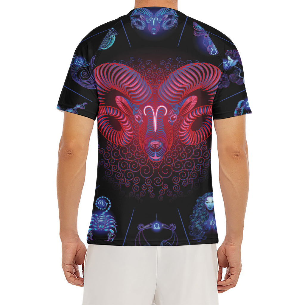 Aries And Astrological Signs Print Men's Short Sleeve Rash Guard