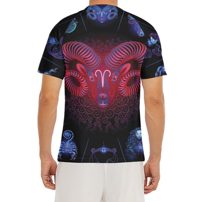 Aries And Astrological Signs Print Men's Short Sleeve Rash Guard