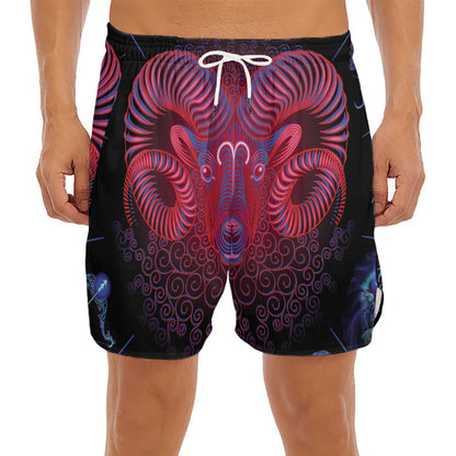 Aries And Astrological Signs Print Men's Split Running Shorts