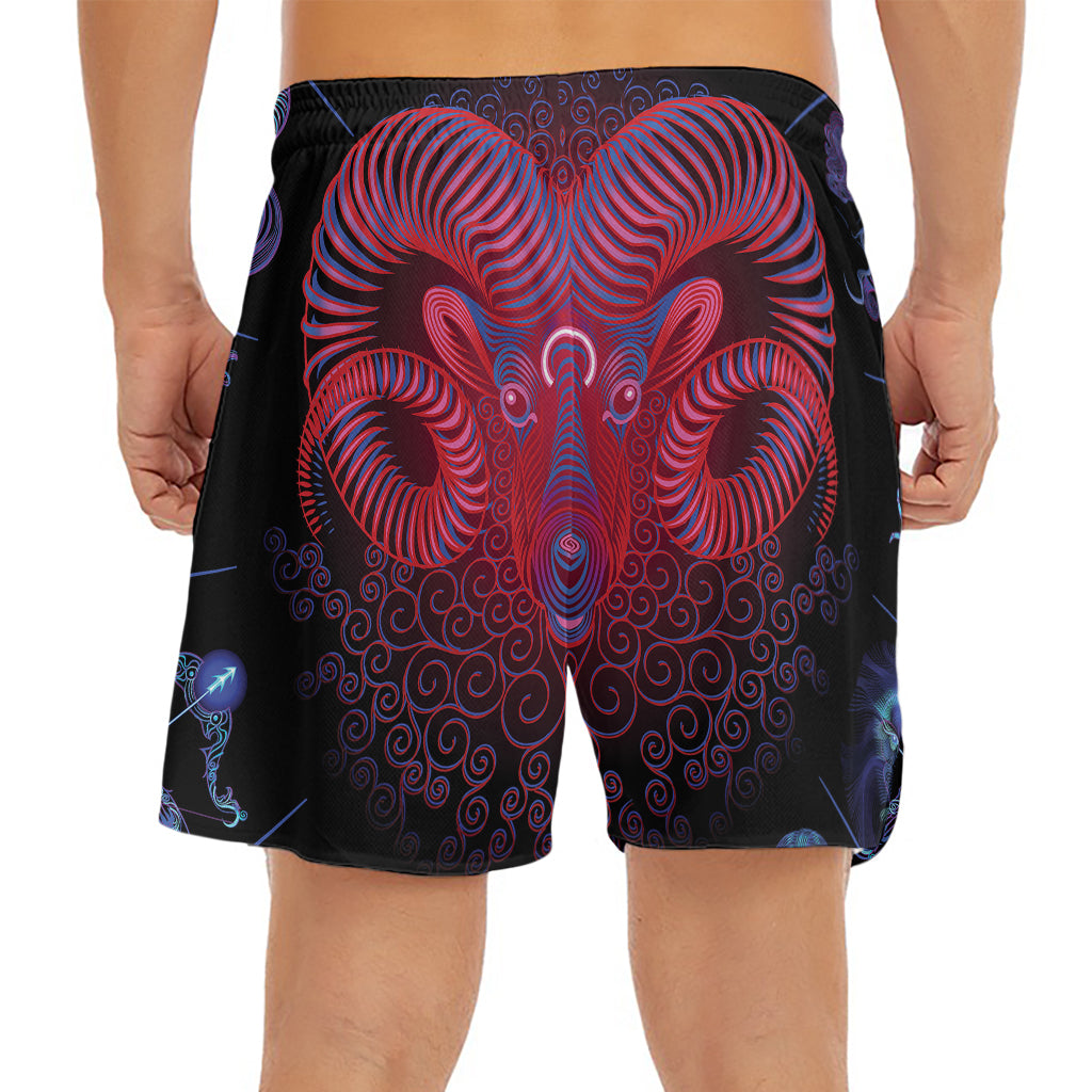 Aries And Astrological Signs Print Men's Split Running Shorts