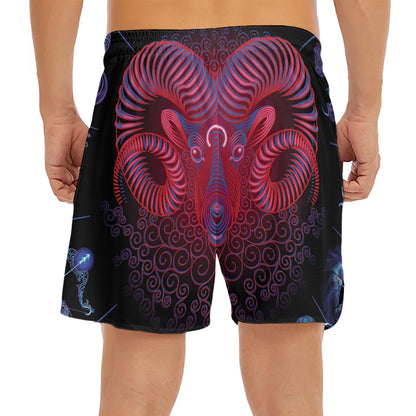 Aries And Astrological Signs Print Men's Split Running Shorts