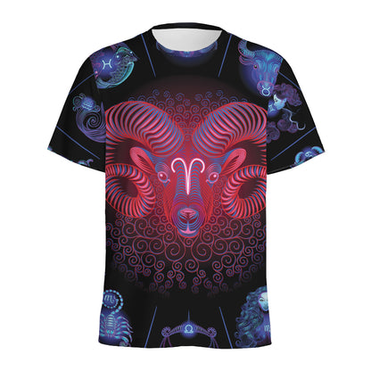 Aries And Astrological Signs Print Men's Sports T-Shirt