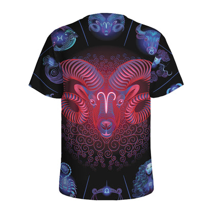 Aries And Astrological Signs Print Men's Sports T-Shirt