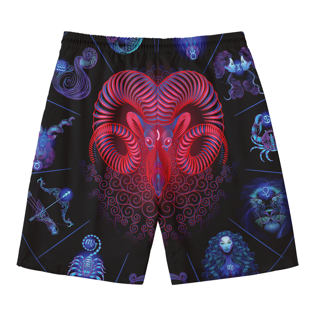 Aries And Astrological Signs Print Men's Swim Trunks