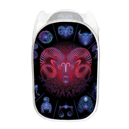 Aries And Astrological Signs Print Mesh Laundry Hamper