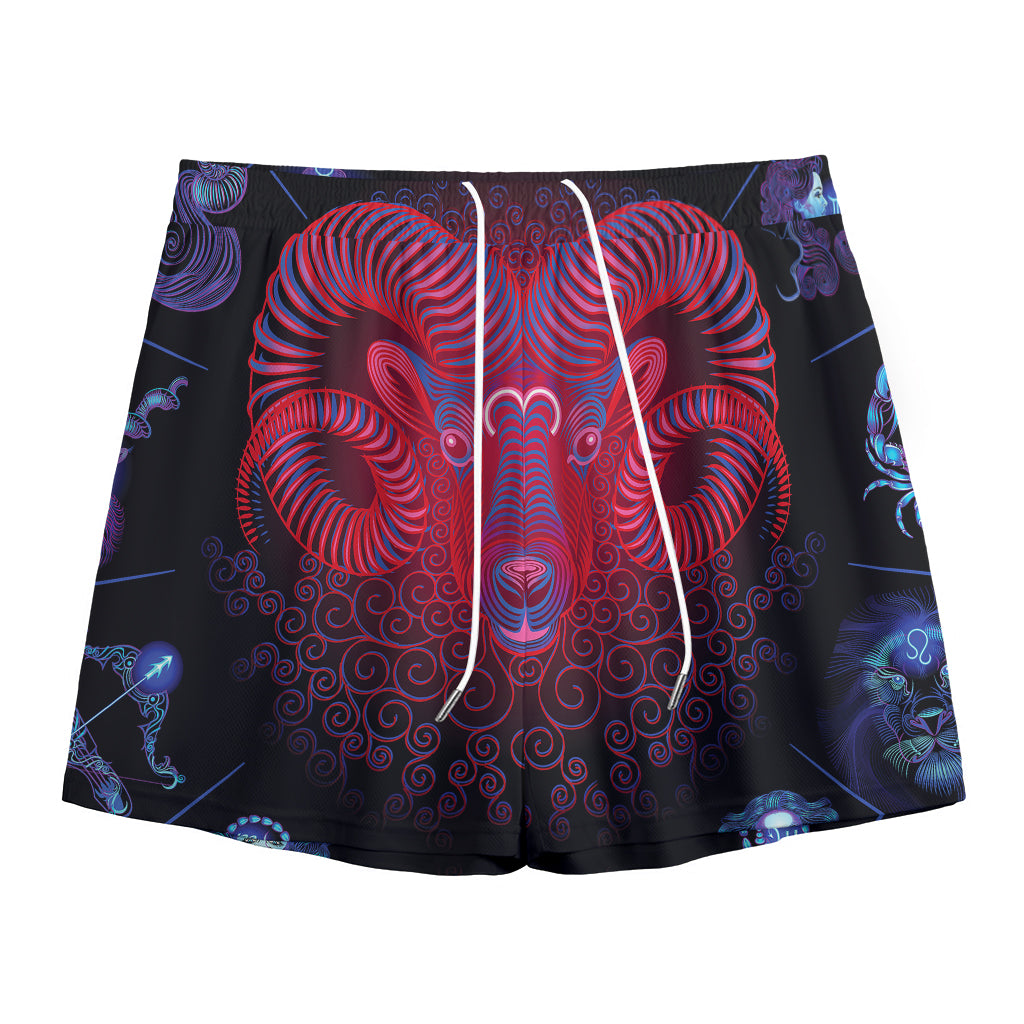 Aries And Astrological Signs Print Mesh Shorts