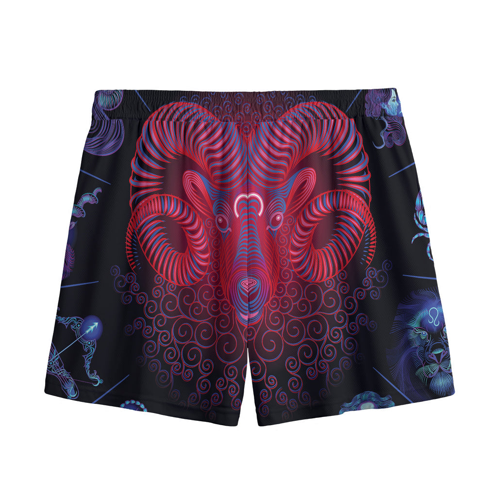 Aries And Astrological Signs Print Mesh Shorts
