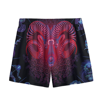 Aries And Astrological Signs Print Mesh Shorts