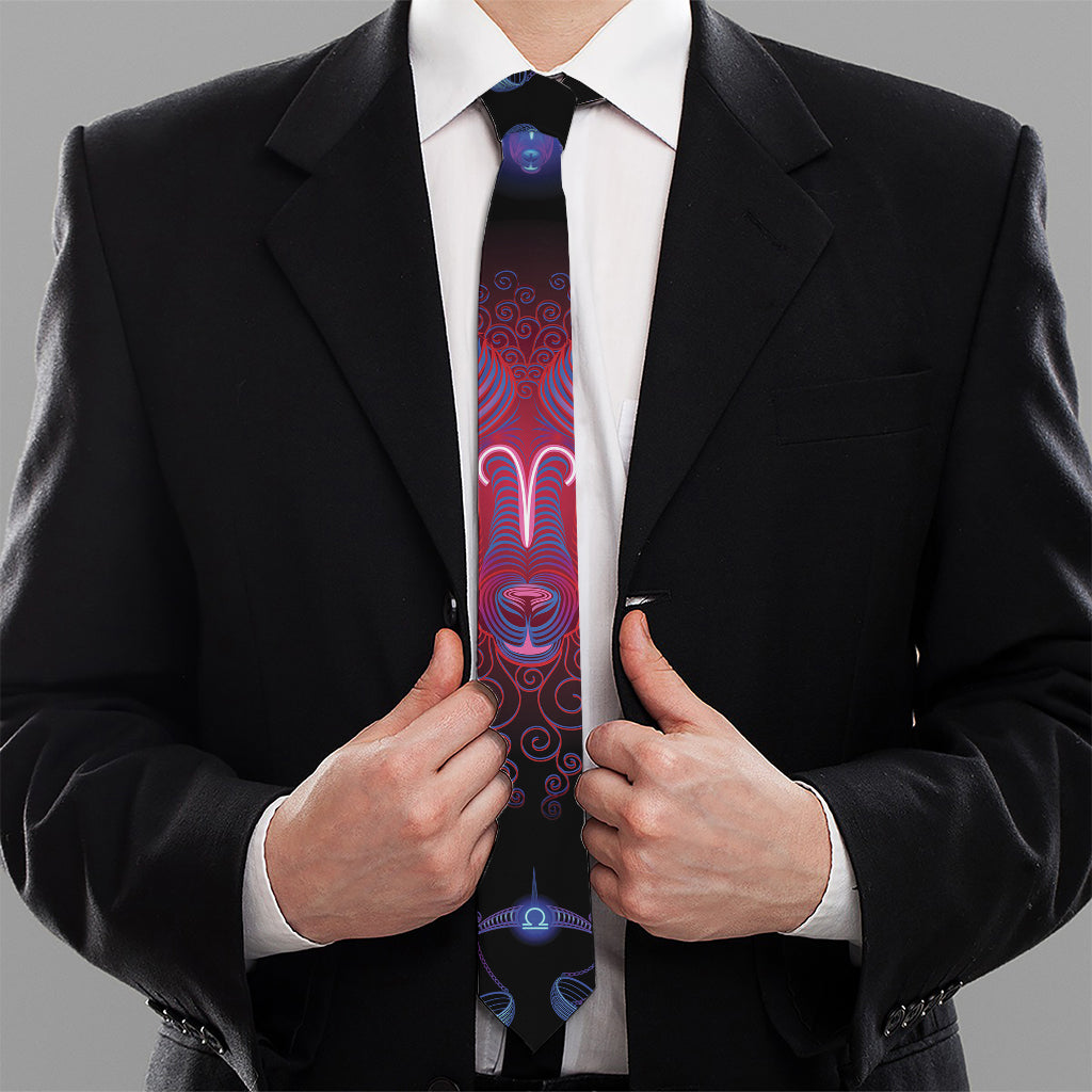 Aries And Astrological Signs Print Necktie