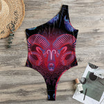 Aries And Astrological Signs Print One Shoulder Bodysuit