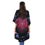 Aries And Astrological Signs Print Open Front Beach Cover Up