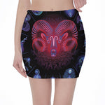 Aries And Astrological Signs Print Pencil Mini Skirt