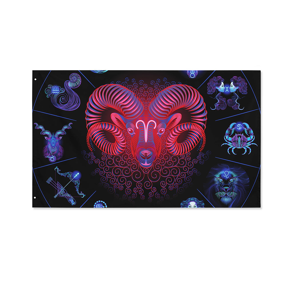 Aries And Astrological Signs Print Polyester Flag
