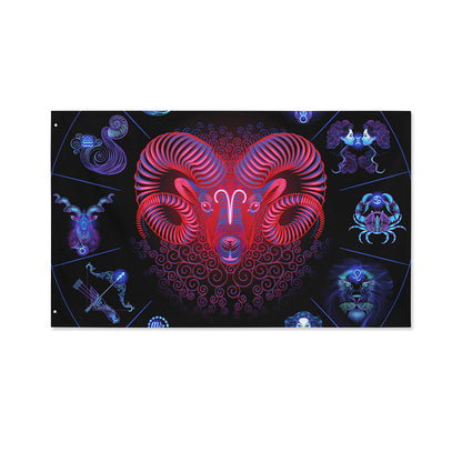 Aries And Astrological Signs Print Polyester Flag