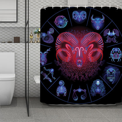 Aries And Astrological Signs Print Polyester Shower Curtain