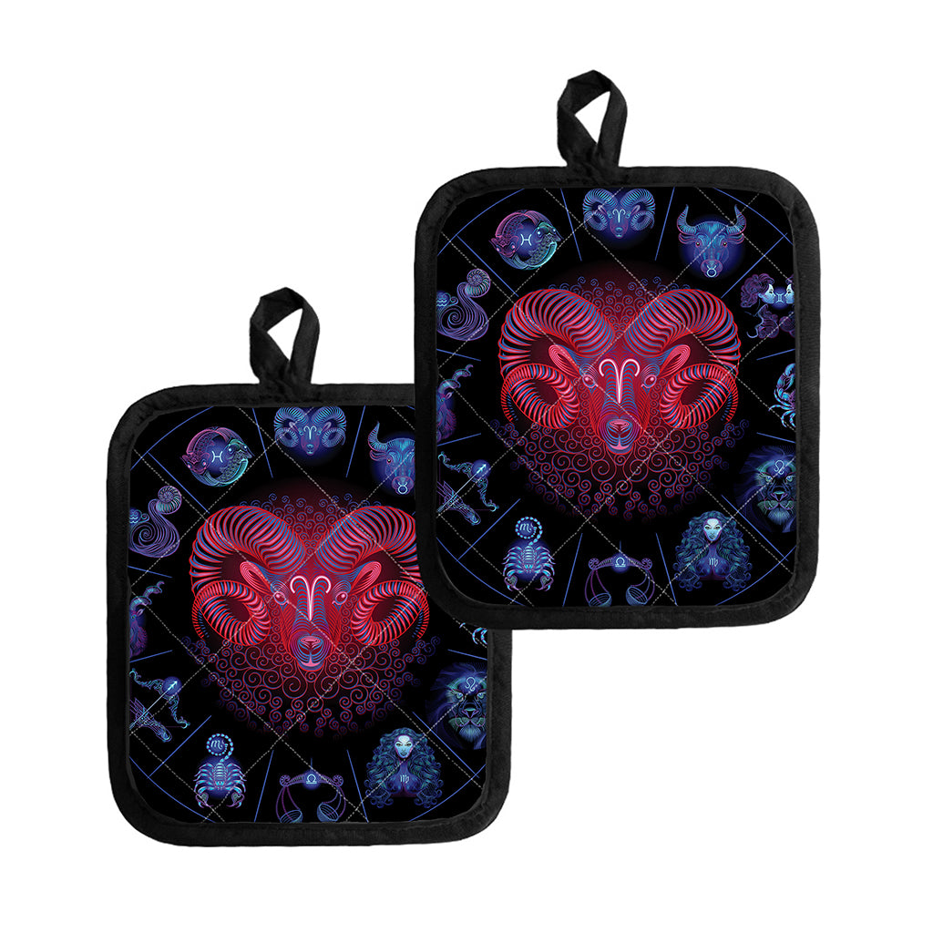 Aries And Astrological Signs Print Pot Holders
