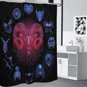 Aries And Astrological Signs Print Premium Shower Curtain