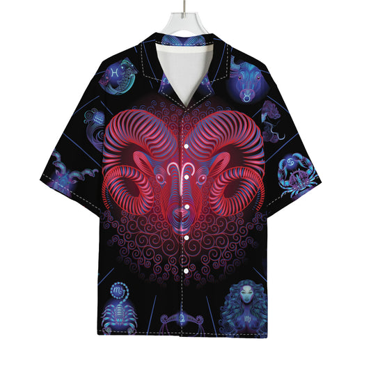 Aries And Astrological Signs Print Rayon Hawaiian Shirt